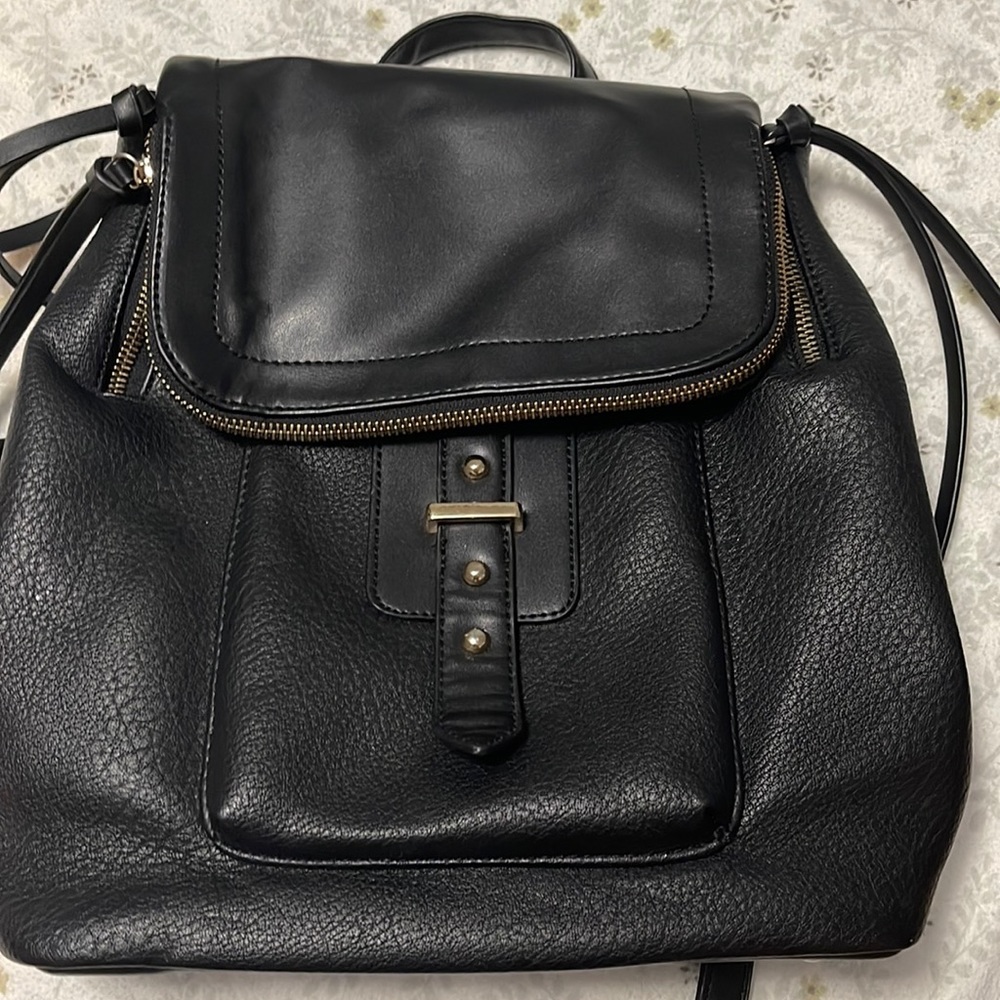 Genuine leather backpack purse